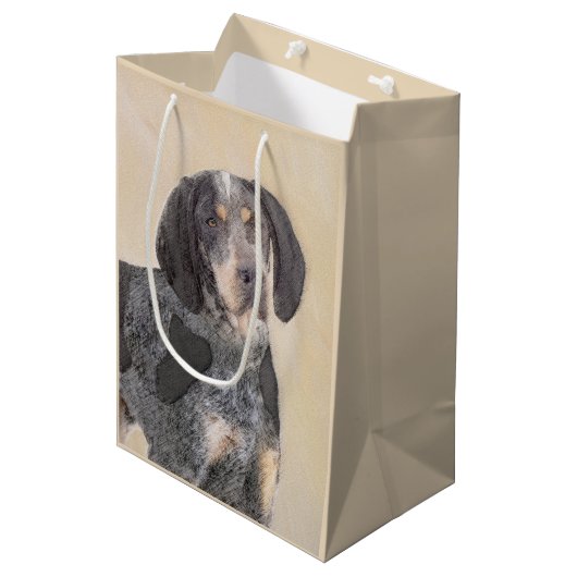 Sac Cadeau Moyen Peinture de linge bluetick - mignon chien original (Devant Angle)