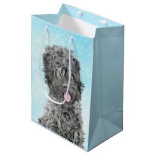 Sac Cadeau Moyen Peinture de Terrier russe noir - Chien original mi