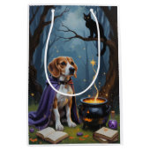 Sac Cadeau Moyen Peinture d'Halloween de chien beagle (Devant)