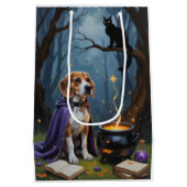 Sac Cadeau Moyen Peinture d'Halloween de chien beagle (Dos)