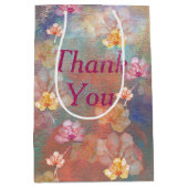 Sac Cadeau Moyen Peinture et fleurs Abstraites Merci (Devant)