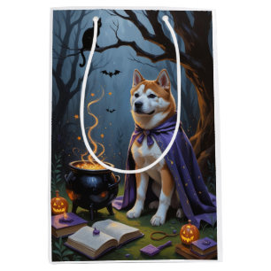 Sac Cadeau Moyen Peinture fantaisiste d'Halloween de chien Akita