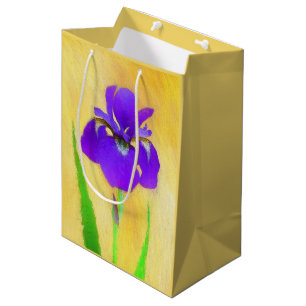 Sac Cadeau Moyen Peinture Iris à pois pourpre - Chien original mign