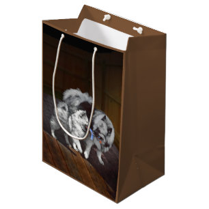 Sac Cadeau Moyen Peinture Keeshond Playtime - Jolie art original ch