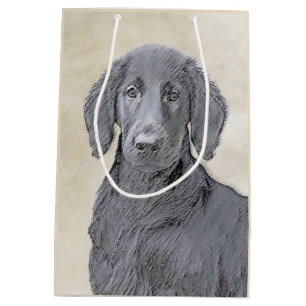 Sac Cadeau Moyen Peinture Retriever à revêtement plat - Art Chien o