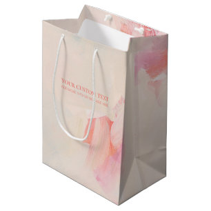 Sac Cadeau Moyen Peinture rose et corail Abstraite peinture texte p