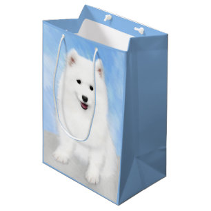 Sac Cadeau Moyen Peinture Samoyed Puppy - Jolie Art Original Chien