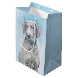 Sac Cadeau Moyen Peinture Weimaraner - Joli art original chien
