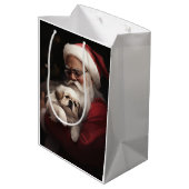 Sac Cadeau Moyen Pekingese avec le Père Noël Festif Noël (Dos Angle)