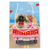 Sac Cadeau Moyen Pekingese Chien Saint Valentin Coeurs de Camion (Devant)