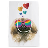 Sac Cadeau Moyen Pekingese Dog with Hearts Saint-Valentin (Dos)