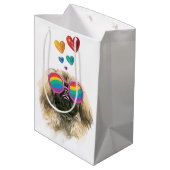 Sac Cadeau Moyen Pekingese Dog with Hearts Saint-Valentin (Dos Angle)