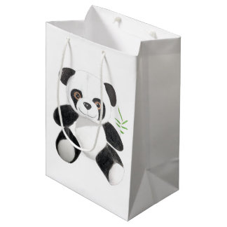 Sac Cadeau Moyen Peluche tirée par la main de panda