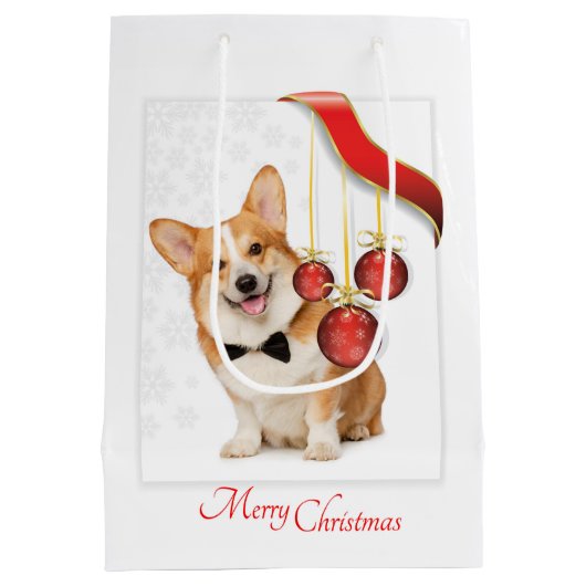 Sac Cadeau Moyen Pembroke Corgi Noël (Dos)