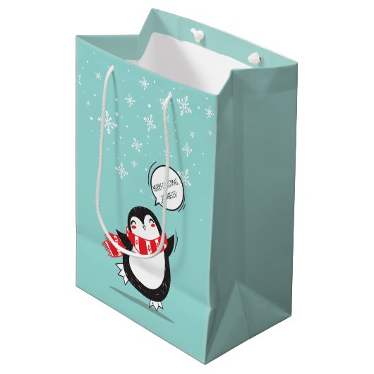 Sac Cadeau Moyen Penguin des neiges (Devant Angle)