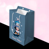 Sac Cadeau Moyen Penguin with Hot Cocoa Blue Holiday Gift Bag