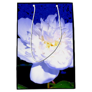 Sac Cadeau Moyen Peony blanc et violet
