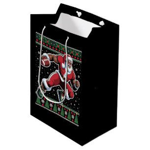 Sac Cadeau Moyen Père Noël afro-américain Football Chemise de Noël