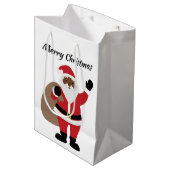 Sac Cadeau Moyen Père Noël afro-américain Joyeux Noël (Devant Angle)