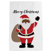 Sac Cadeau Moyen Père Noël afro-américain Joyeux Noël (Dos)