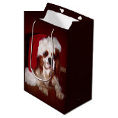 Sac Cadeau Moyen Père Noël Cavalier Spaniel Puppy (Devant Angle)