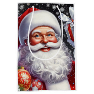Sac Cadeau Moyen Père Noël classique avec présent & ornements