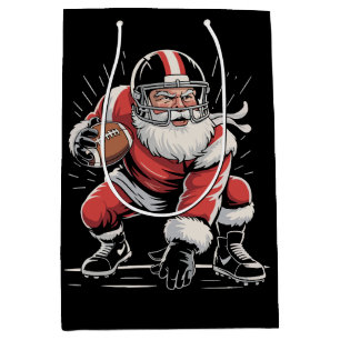 Sac Cadeau Moyen Père Noël de Noël Football Joueur de ligne Quarter