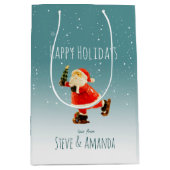 Sac Cadeau Moyen Père Noël de patinage sur glace - Personnalisé (Devant)