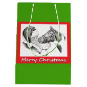 Sac Cadeau Moyen Père Noël et Cheval de Noël (Dos)