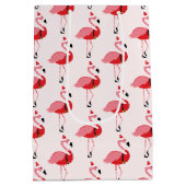Sac Cadeau Moyen Père Noël Flamant rose rose Noël Motif de Noël (Dos)