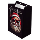 Sac Cadeau Moyen Père Noël Grumpy Texte Personnalisé (Dos Angle)