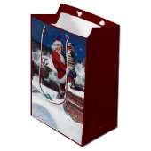 Sac Cadeau Moyen Père Noël Livres à Noël, (Devant Angle)