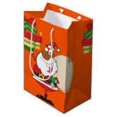 Sac Cadeau Moyen Père Noël noire avec cadeaux (Devant Angle)