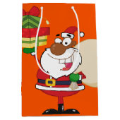 Sac Cadeau Moyen Père Noël noire avec cadeaux (Devant)