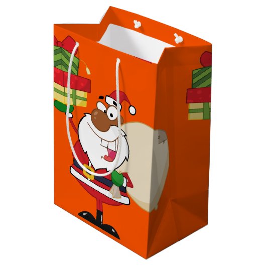 Sac Cadeau Moyen Père Noël noire avec cadeaux (Dos Angle)