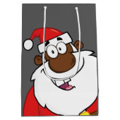 Sac Cadeau Moyen Père Noël noire avec rennes (Dos)