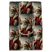 Sac Cadeau Moyen Père Noël nostalgique (Dos)