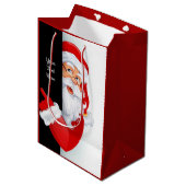 Sac Cadeau Moyen Père Noël rouge et blanche personnalisée (Devant Angle)