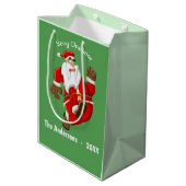 Sac Cadeau Moyen Père Noël Running Monogramme de Noël (Dos Angle)