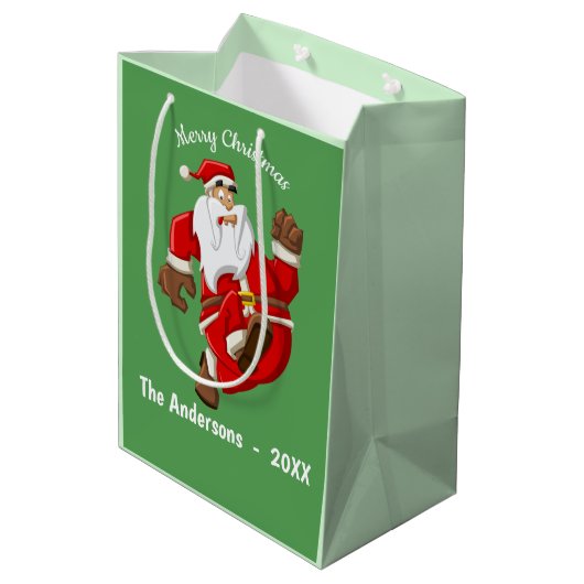 Sac Cadeau Moyen Père Noël Running Monogramme de Noël (Dos Angle)