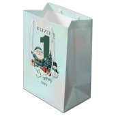 Sac Cadeau Moyen Père Noël Vert 1er Noël (Dos Angle)