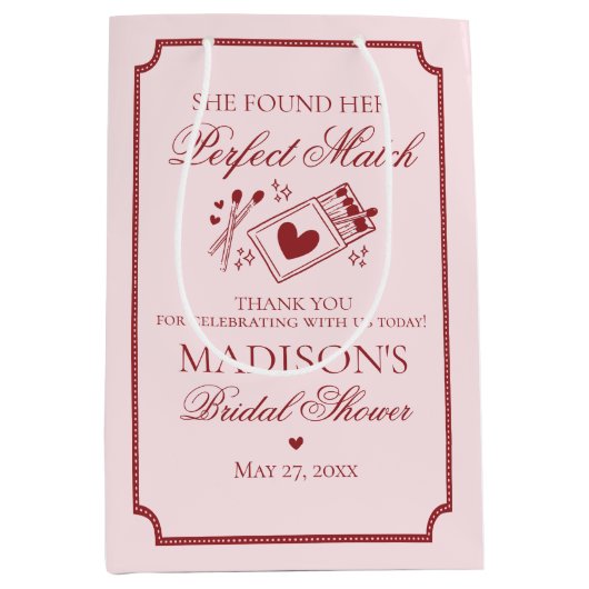 Sac Cadeau Moyen Perfect Match Bridal Shower Bachelorette Favor (Devant)
