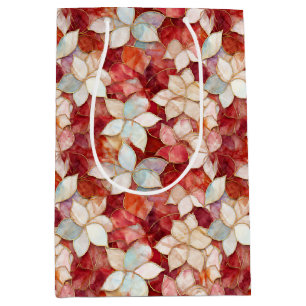 Sac Cadeau Moyen Perle rouge à perles florales