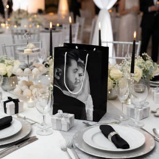 Sac Cadeau Moyen Personalized Black & White Photo Gift Bag