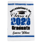 Sac Cadeau Moyen Personalized Blue Class of 2026 Graduation (Devant)