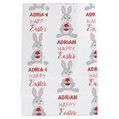 Sac Cadeau Moyen Personalized Cute Easter Rabbit Red Easter Egg (Dos)