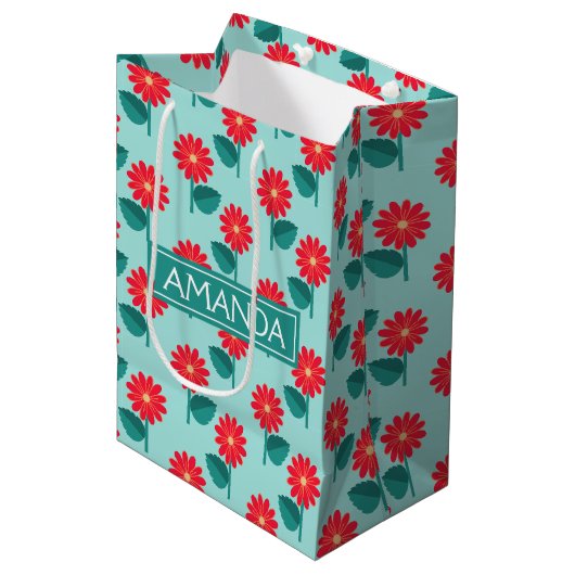 Sac Cadeau Moyen Personalized Daisy Pattern Gift Bag (Devant Angle)