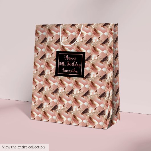 Sac Cadeau Moyen Personalized Gift Bag Rose Gold and Black Wrap