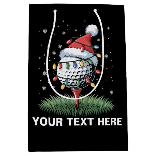 Sac Cadeau Moyen Personalized Golf Ball Christmas Tree Santa Hat  (Devant)