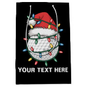 Sac Cadeau Moyen Personalized Golf Ball Santa Hat Christmas Lights (Devant)